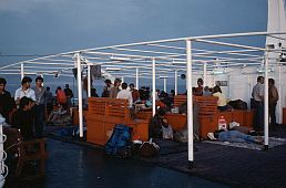 on deck of the ferry to Haifa